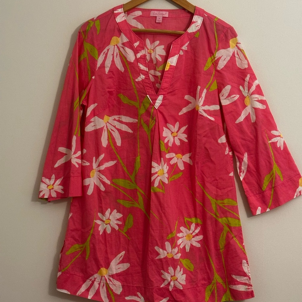 Lilly Pulitzer Pink Floral JosieTunic Hotty Pink Twirlers Pattern - Picture 2 of 8